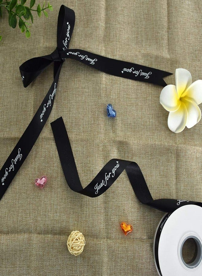 TONIFUL 1 Inch Wide Satin Ribbons Roll Black 50 Yards Printing Just for You Fabric Craft Heart Ribbon for Wedding Birthday Valentine's Day Flowers Floral Packaging Box Paper Gift Wrapping DIY Party Decoration - Image 5